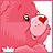 A 4-frame contact sheet of a Care Bears animated buddy icon showing pink bear faces with heart symbols and the 'Care Bears' logo.