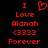 Red pixelated text and symbols on black background: 'I' above a heart, then 'Love', 'Alanah', '(333)', 'Forever'.