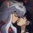 Pixelated anime-style character with silver hair, white and dark clothing, holding a small object near their face.