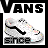 A pixelated Vans shoe icon with 'VANS' text above and 'since 1955' below, showing slight animation changes in the lower-left corner.