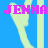 Blue background with light green heart outlines and multiple pink 'JENNA' text instances in pixelated font.
