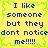 Yellow background with green pixelated border, blue text reads "I like someone but they dont notice me!!!!!" in two identical vertical