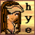 Pixelated image of a woman with long brown hair and glasses, next to vertical text reading 'hye' on a yellow background.