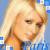 A 50x50 pixel animated contact sheet showing two frames of a blonde woman's face with slight expression changes, set against a blue background with visible transparency artifacts.