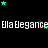 Animated icon with repeating text 'Ela Degance' in white pixelated font on black background, green stars scattered and moving across the frame.