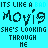 Pixelated text repeats across a cyan background with animated color shifts in specific words.