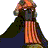 Pixelated static image of a character with orange hair and dark clothing against white background, rendered in low-resolution 256x256 pixels.