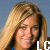 Two side-by-side frames of a pixelated animated icon showing a smiling woman with long blonde hair against a blue background, with partial white text visible at the bottom.