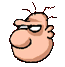 Nine cartoon character head expressions arranged in a on gray background, each with distinct facial features and poses