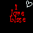 Pixelated red text "I Love Live" with a white heart above, on black background; animation shows the right side's 'e' changing from solid to pixelated.