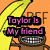Pixelated image with four distinct sections: top-left shows a cartoon character with yellow hair and orange clothing, top-right has text with pink and blue hearts, bottom-left displays blue text on a polka-dot background, bottom-right is blank.