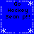Blue background with white dashed border and snowflake corners, displaying "Go Hockey Sean p!!!" text in four quadrants.