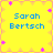 Yellow background with pink floral border and blue text "Sarah Bertsch" in four quadrants, no visible animation changes across observations.