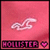 Pixelated pink icon with white wing-like shape, 'HOLLISTER' text in magenta block letters, and small heart symbol.