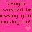 Pink background with dark brown text reading 'zHugar ..wasted..br missing you moving on!!' and heart symbols in four quadrants.