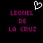 Black background with magenta text reading 'LEONEL DE LA CRUZ' in two identical vertical and a white pixelated heart symbol above the left