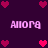 Pixelated image with purple background, pink hearts at corners and center, and repeated text 'Allora' in light purple.