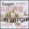 A static image featuring sugar cubes and repeated text overlays in varying fonts and colors.