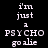Four display pixelated text 'i'm just a PSYCHO go alie' with varying background colors and text color contrasts