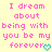 Pixelated text in pink on a light yellow background with two identical phrases and cyan heart symbols at the bottom.