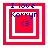 Four red square frames with white borders display "I love Korryn" text and a blue heart symbol in different layered arrangements.