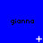 Blue background with repeated 'gianna' text and changing white star-like symbols across three