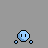 A 5x5 contact sheet of pixelated animated frames showing a blue circular character with two dots for eyes and small side dots, performing dance moves with changing text captions above each frame.