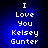 Blue background with white pixelated text reading "I Love You Kelsey Gunter" in four identical arranged in a