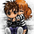 Pixelated cartoon character with brown hair and striped scarf, wearing purple top and white sleeves, in three sequential poses showing head movement.