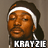 Pixelated static image of a person with dark hair wearing a white headband and light-colored top, with bold text below the face on a solid background.