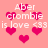 Pixelated pink background with repeated white text 'Aber crombie is love <33' and scattered bright pink heart shapes.