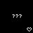 Black background with white pixelated question marks and heart/arrow symbols arranged in a pattern, partially obscured by gray area