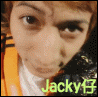 Animated sequence showing a person's face with an orange shirt and black hair, transitioning to an anime character with spiky blue hair and large eyes.