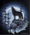 Pixelated static icon of a wolf-like animal head in profile against a dark blue gradient background with light effects.