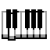 Six -aligned piano keyboard segments with black and white keys, each showing a different key combination in grayscale tones