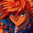 A pixelated anime-style character with orange hair and a blue outfit on the left, next to black background with white text "Anime IM" and stylized signature "cOm" on the right.