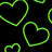Green pixelated heart outlines on black background with yellow text '2008' in lower right corner.