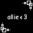 Black background with white pixelated text and geometric shapes in a repeating pattern, showing animation changes between frames.