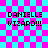 Pixelated text "DANIELLE VIZARD!!!" on cyan-pink checkered background with animated overlay changes