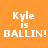 Four display 'Kyle is BALLIN!' text in white pixelated font on orange, brown, dark red, and light brown backgrounds