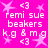 Bright pink background with white text and light purple stars, displaying repeated phrases 'remi sue beakers' and 'k.g & m.g' alongside '<3' symbols in a