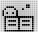 Two side-by-side pixel grids display black-and-white patterns with distinct shapes and positions across the