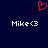 Red pixelated heart symbol above two identical white text strings on dark blue background.