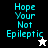 Four display 'Hope Your Not Epileptic' text in cyan pixelated font with star cursor changes against black, gray, white, and gray backgrounds