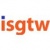 Pixelated orange text 'isgtw' with a blue dot above the 'i' on a white background.