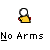 Pixelated figure with white head and yellow body, red pixel bursts on arms across showing increasing arm motion