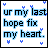 A 4-frame contact sheet of a pixelated animated buddy icon showing text changes across frames with blue star-like accents on white background.