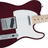 Pixelated image of a maroon and white electric guitar on left, red text 'i <3 my tele' on black background right.