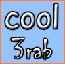 square with alternating blue and red backgrounds displaying the words 'cool' in white text and '3rab' in yellow or gray text, some with slight variations in color saturation
