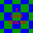 Four identical pixelated text blocks reading "I LOVE TAYLOR" in red on a blue and green checkered background, with two distinct patterns displayed side-by-side